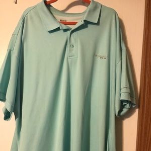 Mens COLUMBIA OMNI-SHADE Polo Teal Mint Size 4X PFG Shirt Big & Tall
